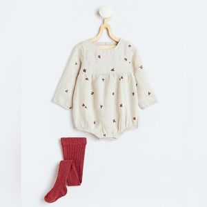 H&M Xmas Baby Girl Jumper & Tights Set